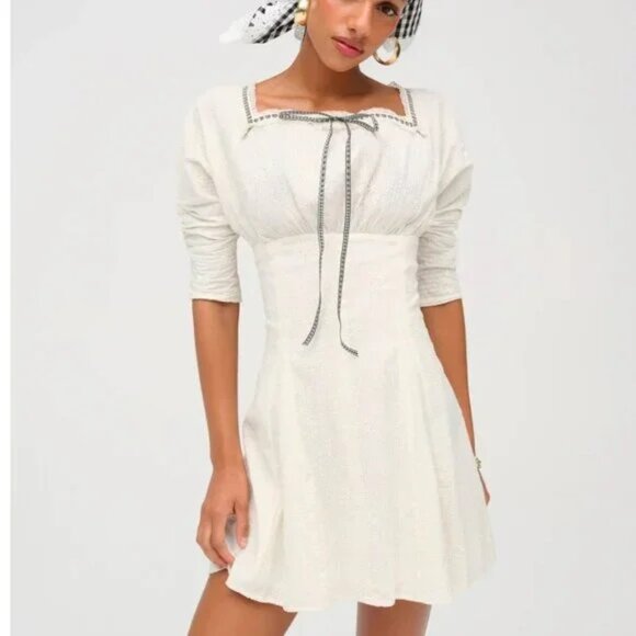 NWOT FOR LOVE AND LEMONS BABY DAISY POPLIN WHITE MINI DRESS SIZE S - Picture 1 of 9